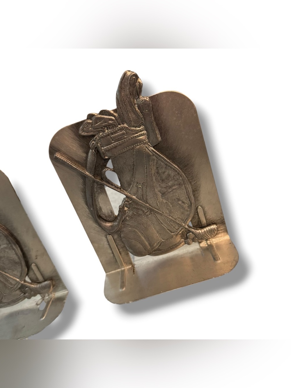 Vintage Metzke Golf Bag & Clubs Metal Bookends Pair